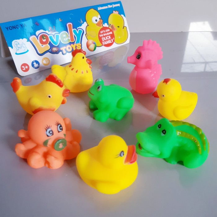 Set Mainan Mandi Bayi Hewan Karet Bisa Bunyi Binatang Karet Baby Bath