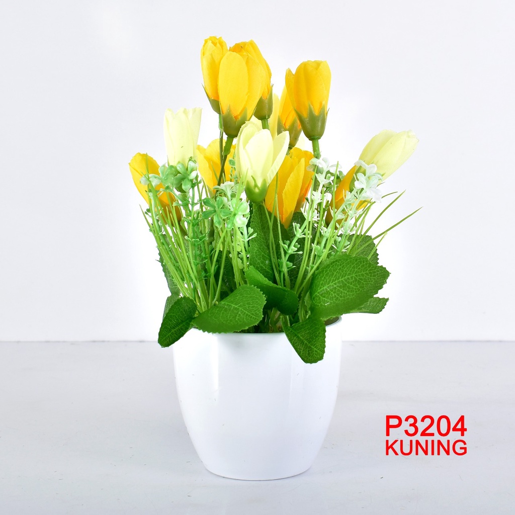 COD / TF11 P3204 ( 1 KILO  MUAT 17PCS )TANAMAN  BUNGA HIAS DEKORASI RUANGAN BUNGA PLASTIK HIAS-KUNING