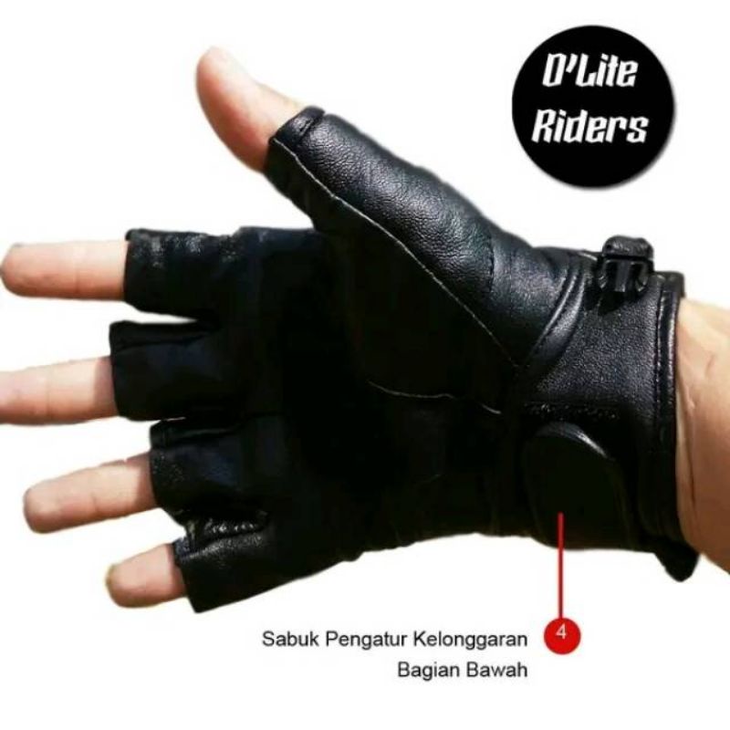 SARUNG TANGAN KULIT ASLI HALF TACTICAL BIKERS TOURING ORI || COD