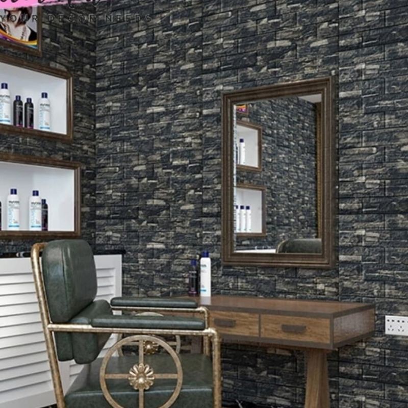 wallpaper foam premium 3D batu alam klasik permukaan timbul