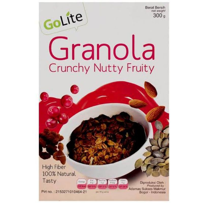 

GO LITE GRANOLA CRUNCHY NUTTY FRUITY 300GR