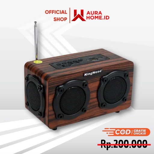 Bluetooth Speaker FM Radio Wood Design / Speaker Bluetooth Blutut bass Besar Aktif Advance Portable 