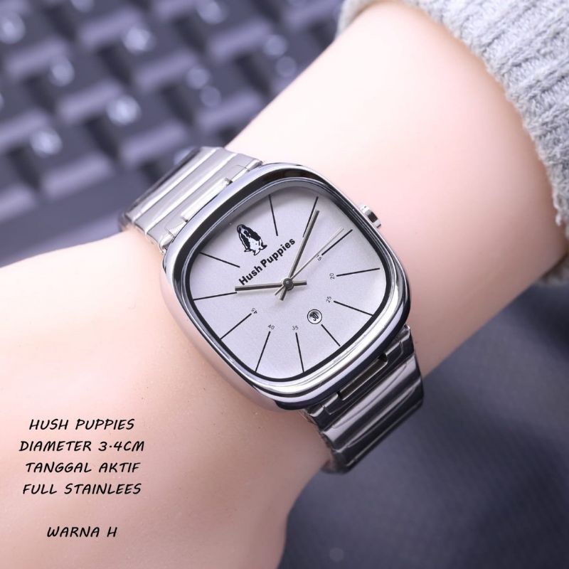 Jam Tangan Wanita / Cewek Hush Puppies Rantai Segi Tanggal Aktif