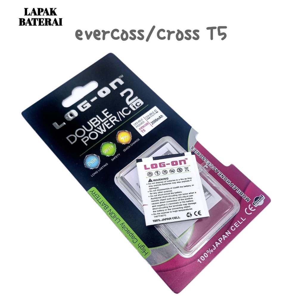 LOG - ON Evercoss T5 Baterai Double IC Protection Battery Batre