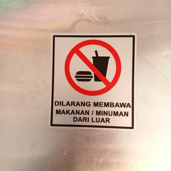 

SIGN LABEL K3 RAMBU SAFETY DILARANG MEMBAWA MAKANAN N MINJMAN 8X9CM