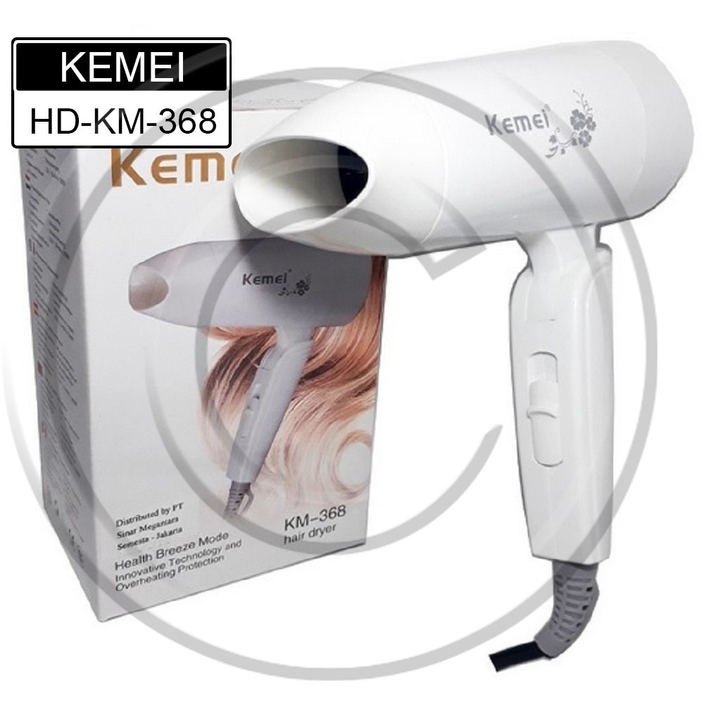 KEMEI / KM-368 / Hair Dryer Mini Foldable Hairdryer Travel / Hairdryer Lipat Mini / Pengering Rambut - CO