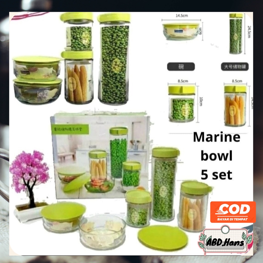 (ABD) Peralatan Rumah Tangga Toples Set M-5 Kim Glass TOPLES KUE snack Beling Kaca tempat makan / pe
