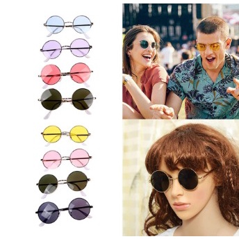 (COD) Kacamata Fashion Frame Kacamata Bulat Metal Vintage Sunglasses Colours MALL SHOPPING