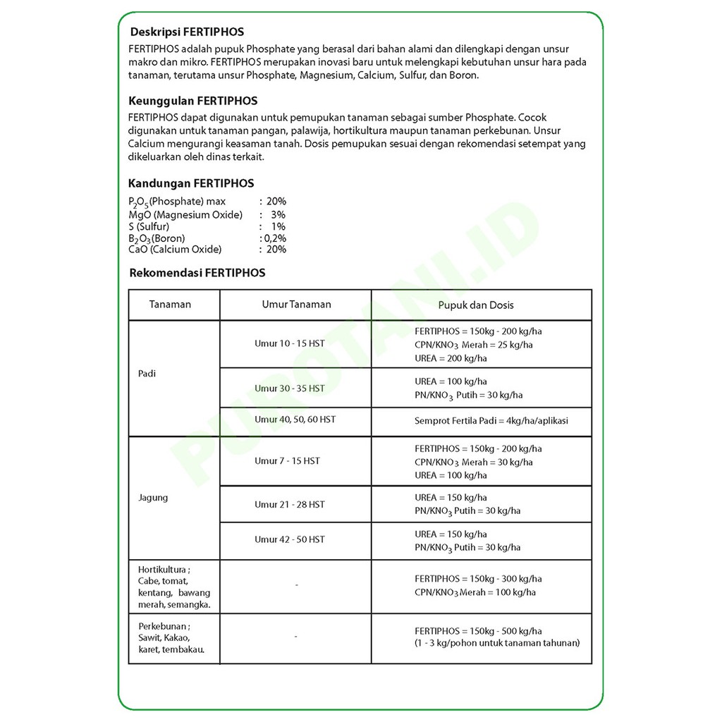 Pupuk Phosphate SP Fertiphos TSP Hitam Pak Tani 1KG Repack