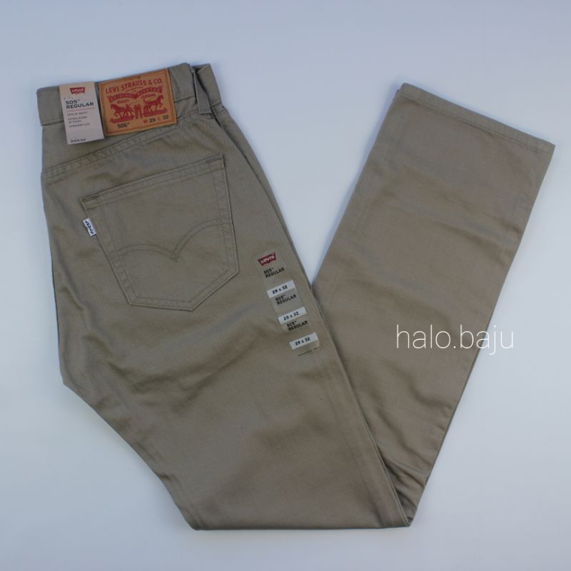 Levi's 505 Original | 00505-0718 | Regular Fit Timberwolf Sat Slub Wt | Celana Jeans Katun