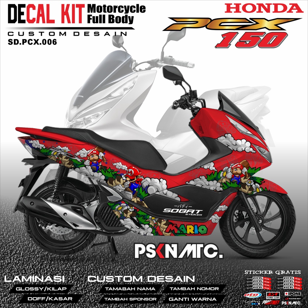 Decal PCX 150 - Dekal Stiker Striping Fullbody Fullblock List HONDA PCX 150 Custom Desain