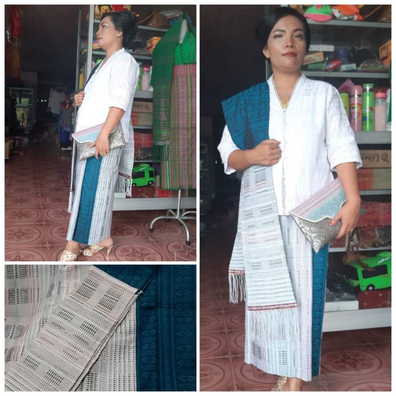 PROMO SONGKET PUCCA KOMBINASI ASLI TENUN TANGAN BAWAHAN KEBAYA BATAK SONGKET BIRU