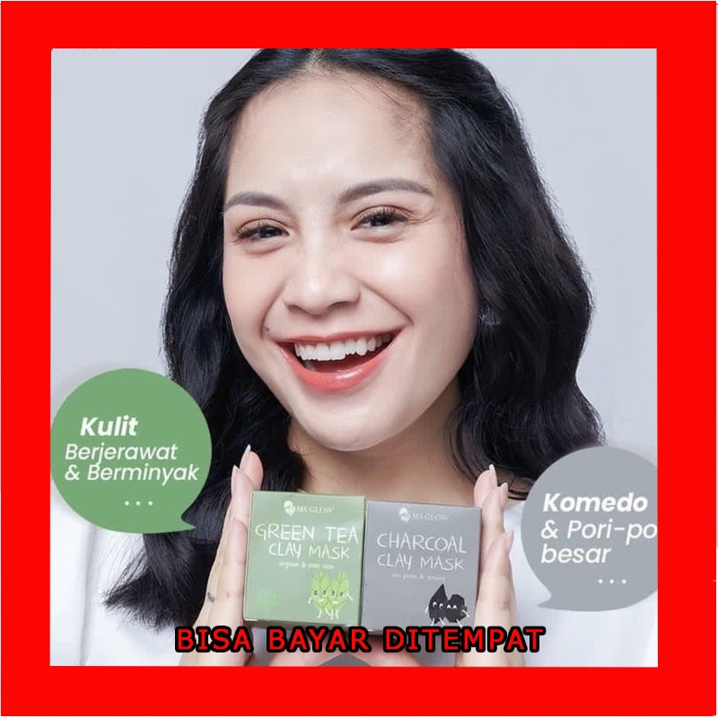 MS GLOW CLAY MASK BISA COD / masker wajah bpom untuk jerawat dan bikin glowing / masker wajah pria /