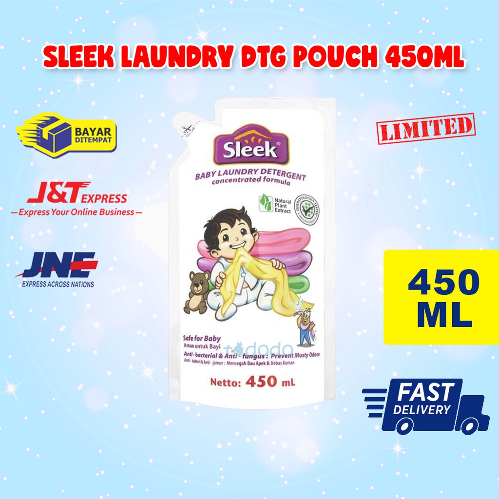 Promo Sleek Laundry Detergent Pouch 450ml - Sabun Pencuci Pakaian