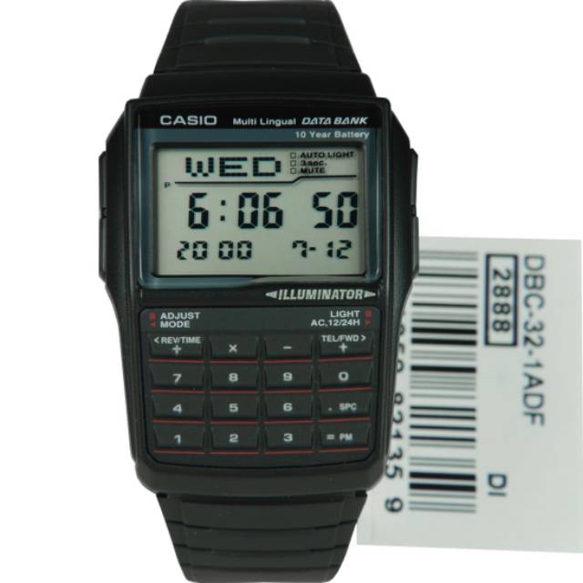 Casio DBC-32-1ADF
Calculator Data Bank Watch Original Jam Tangan Pria DBC-32-1A DBC-32
