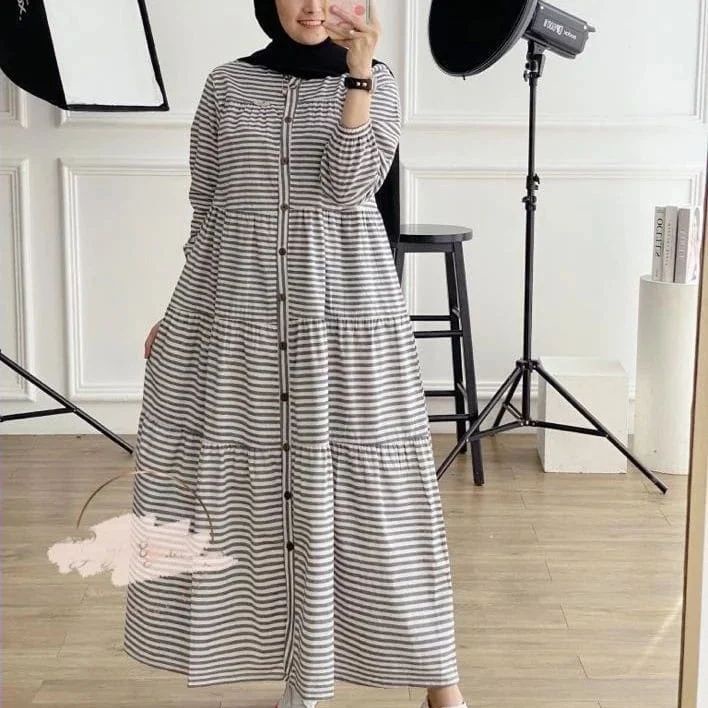 YUNARA MAXI IK KAIN KATUN SALUR LD 110 CM PB 140 CM FULL KANCING HIDUP ( BUSUI )UKURAN ONE SIZE ( SATU UKURAN )Dapat GAMIS WANITA ( TIDAK TERMASUK HIJAB ) Produk Best Seller High Recommended