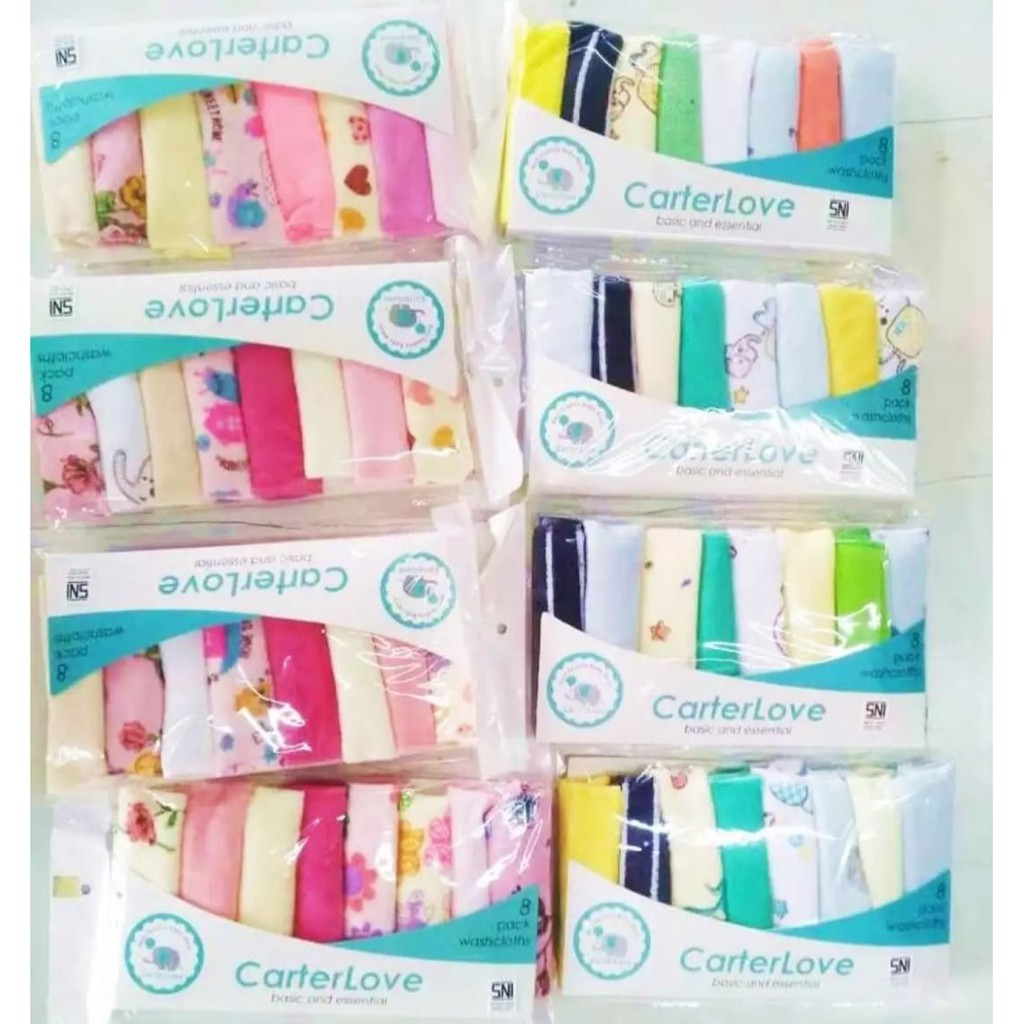 8 Pcs Waslap Bayi Sapu Tangan CARTER WL-03 Wash Lap Bayi Waslap Mandi Bayi Wash Lap Mandi Bayi