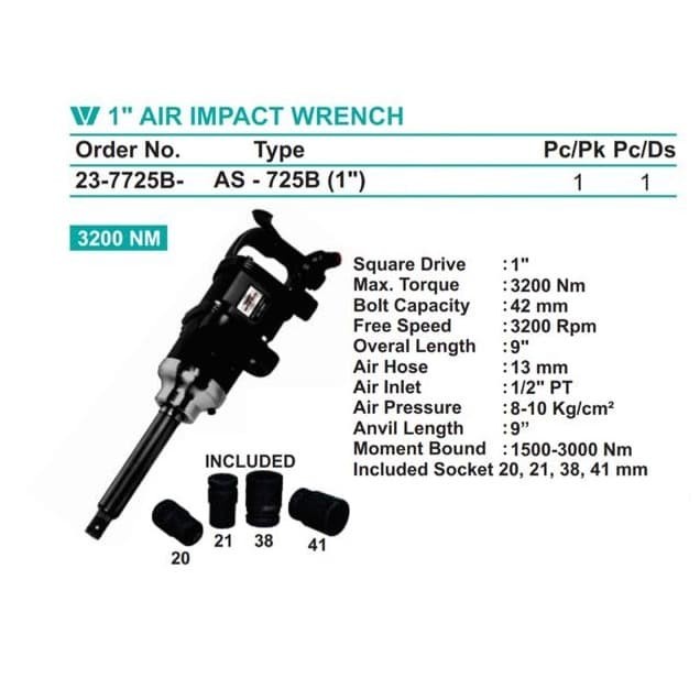WIPRO 1 inch AIR IMPACT WRENCH AS-725B - Alat buka baut