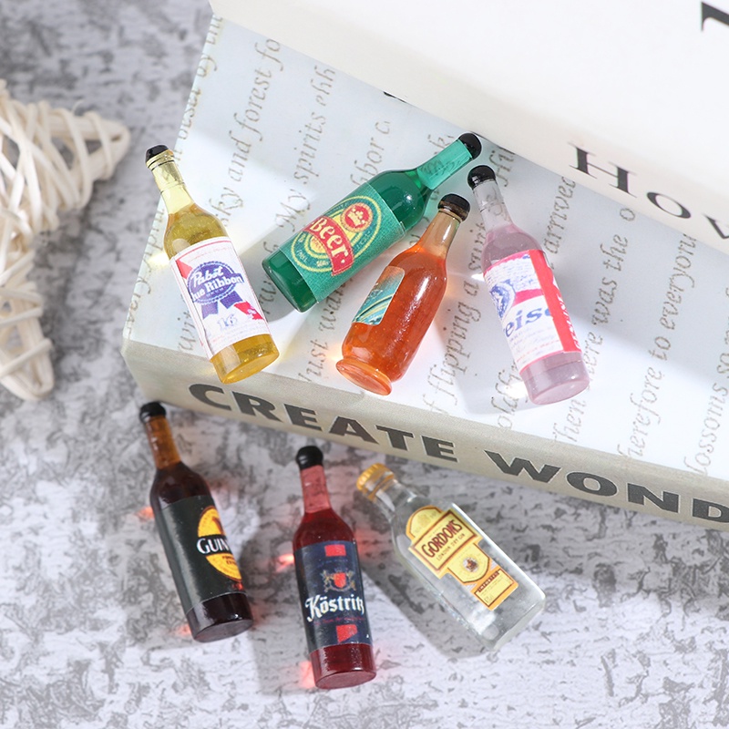 10pcs / set Miniatur Botol Wine Bahan Resin Untuk Aksesoris Rumah Boneka 1 / 12