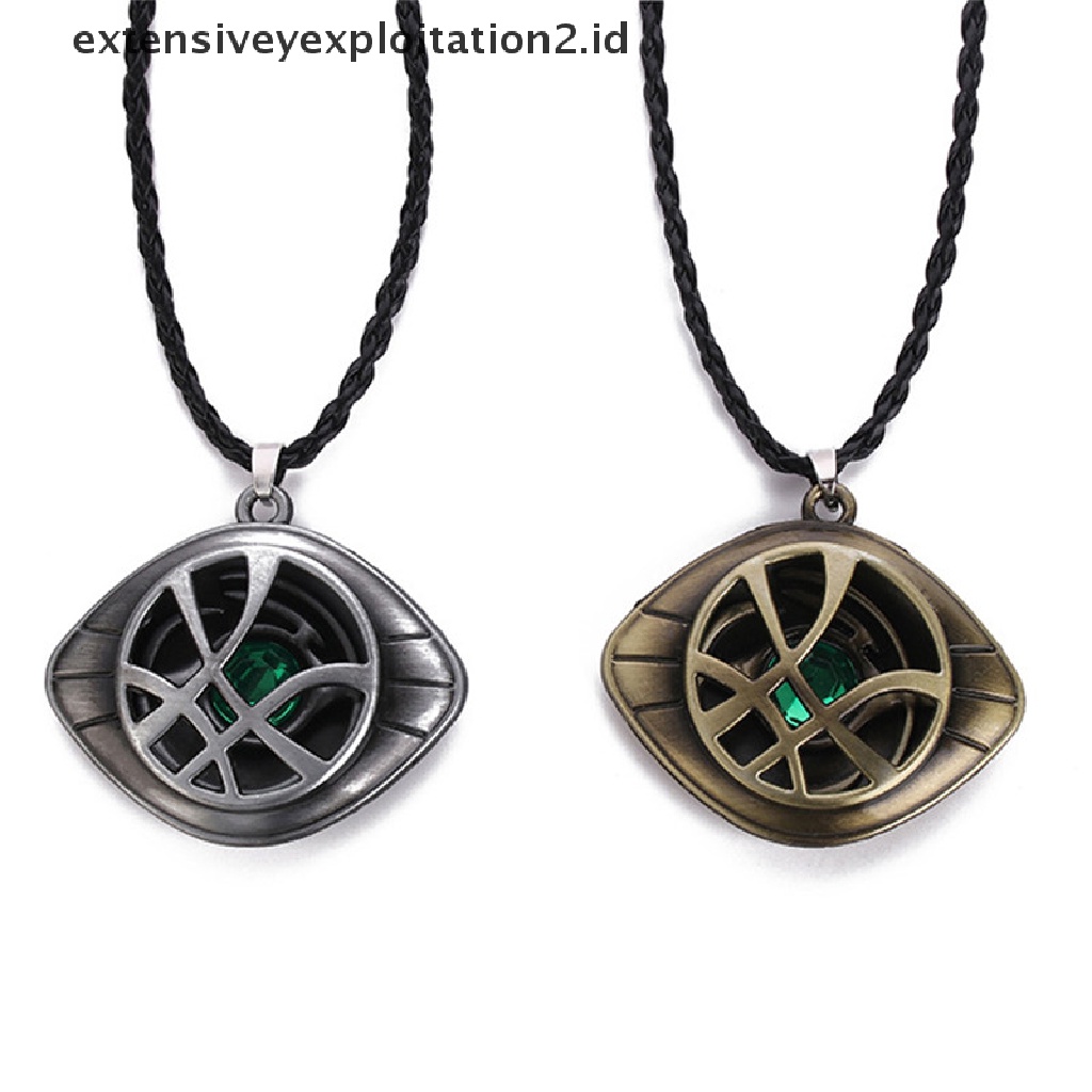 Id Kalung Tali Kulit Dengan Liontin Mata Agamotto Doctor Strange Aksen Kristal Antik Untuk Cosplay