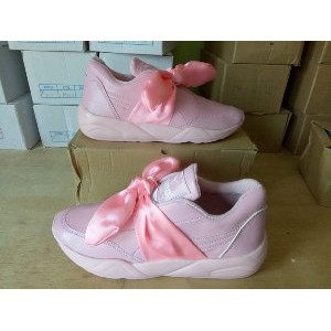 Promo Sepatu Wanita Puma Kets Bow Pita Warna Pink Fuschia Korean Fashion Sporty Diskon