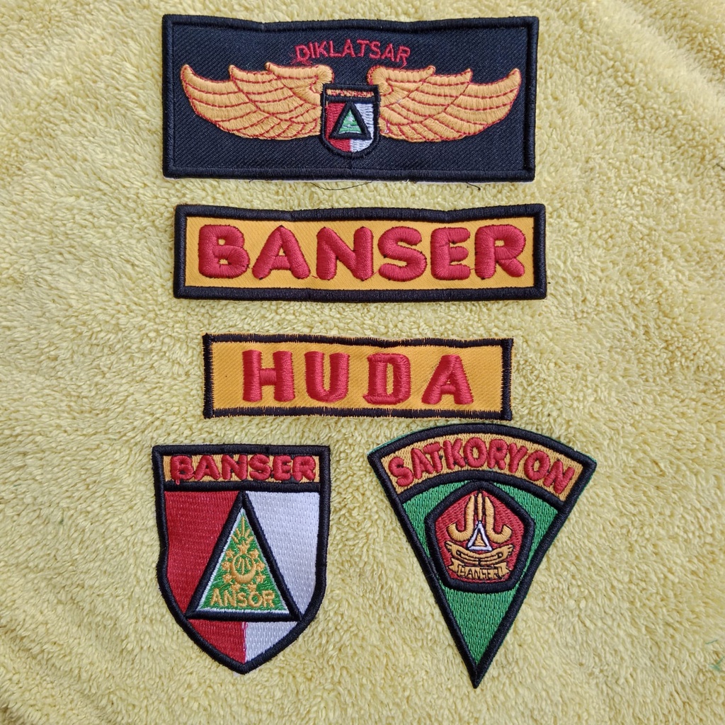 Emblem Atribut SET Bordir Timbul Seragam PDL Banser Satkoryon/Satkorcab Terjangkau