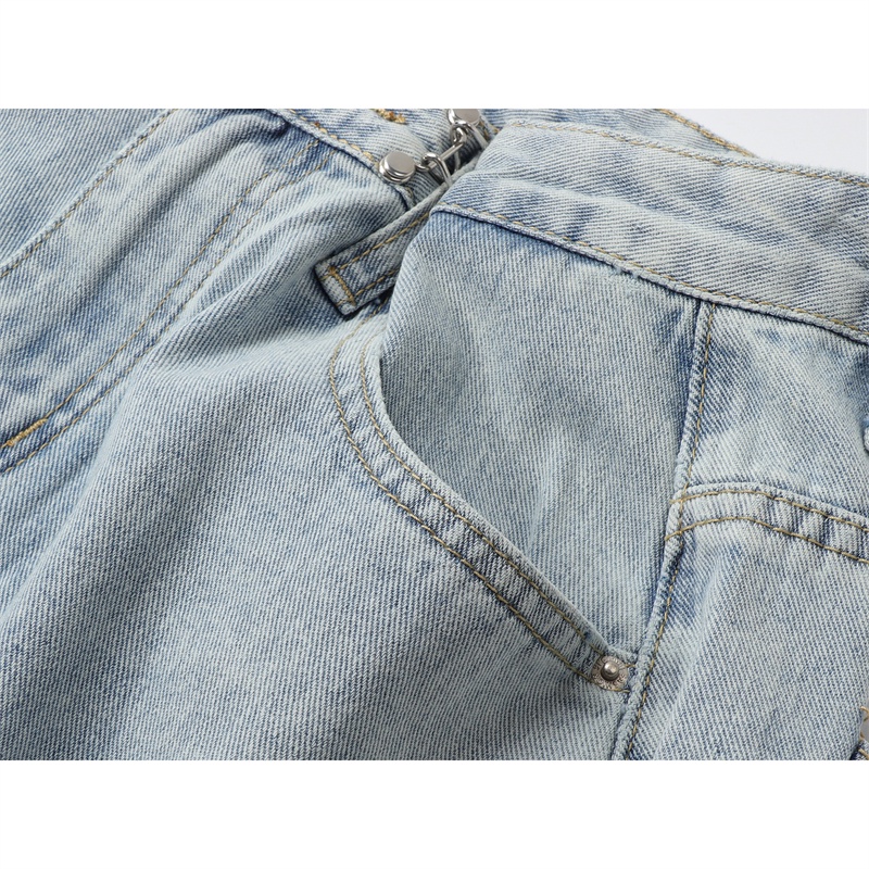 Jens Wanita murah--Kulot Jeans Kulot--New Women's Loose High Waist Wide Leg pengait celana jeans （realpict）