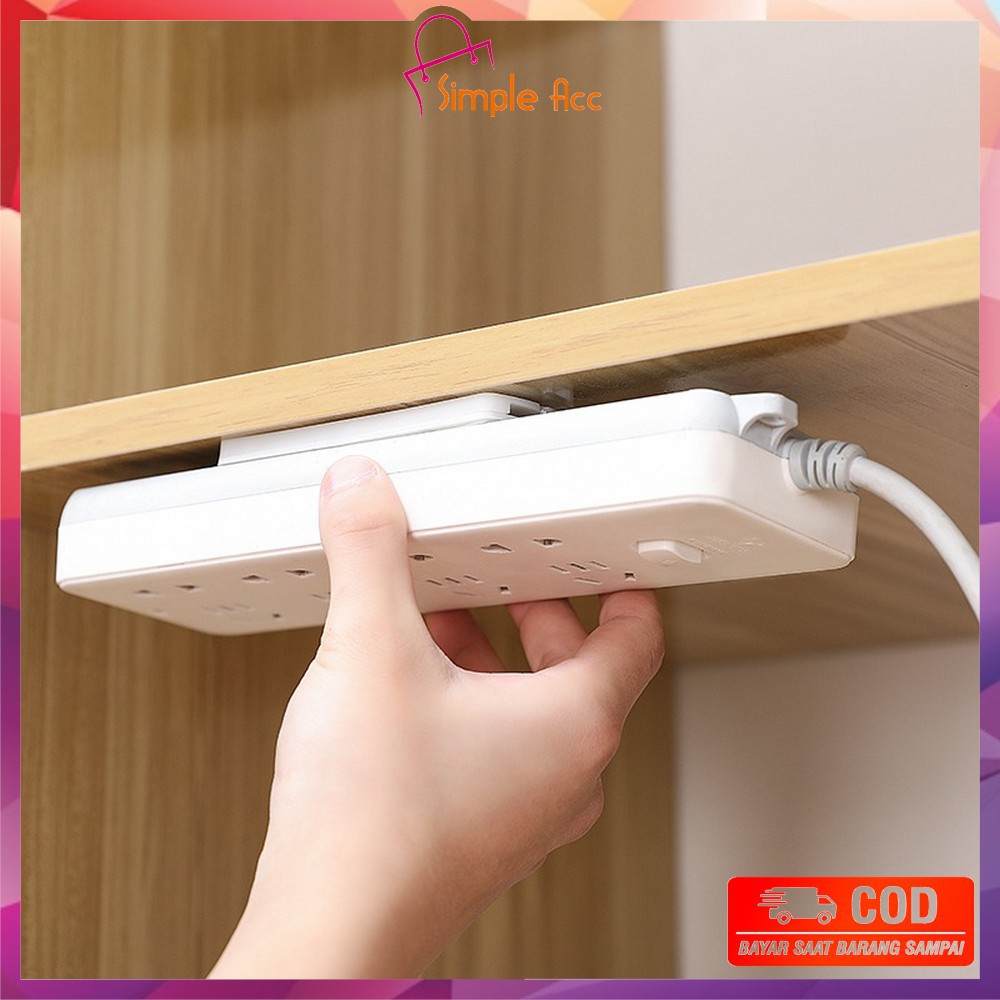 DO-C246 Holder Gantungan Colokan Listrik Double Tape Hook Tempel Meja Dinding Universal