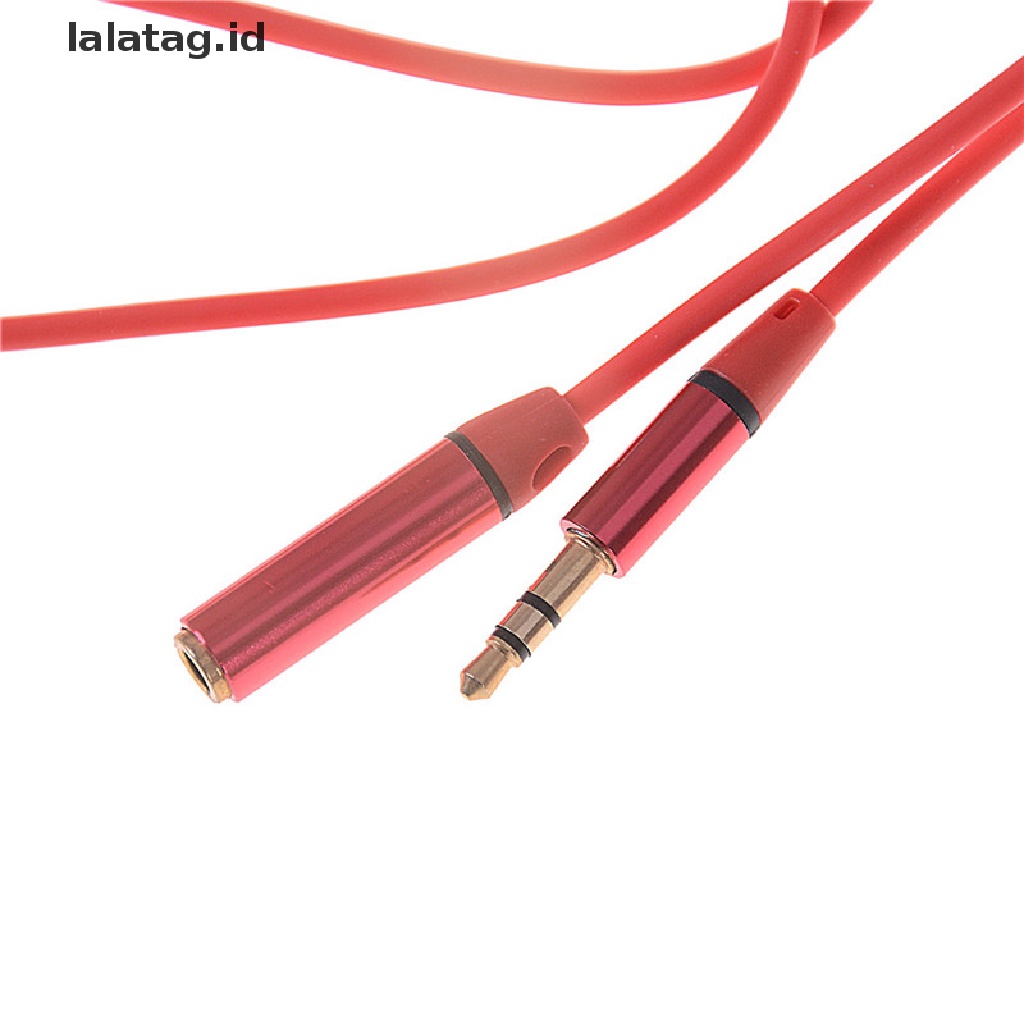 (Flyag) Kabel Adapter Extension Audio headphone / earphone 3.5mm 4 Pole Male / Female Warna Merah