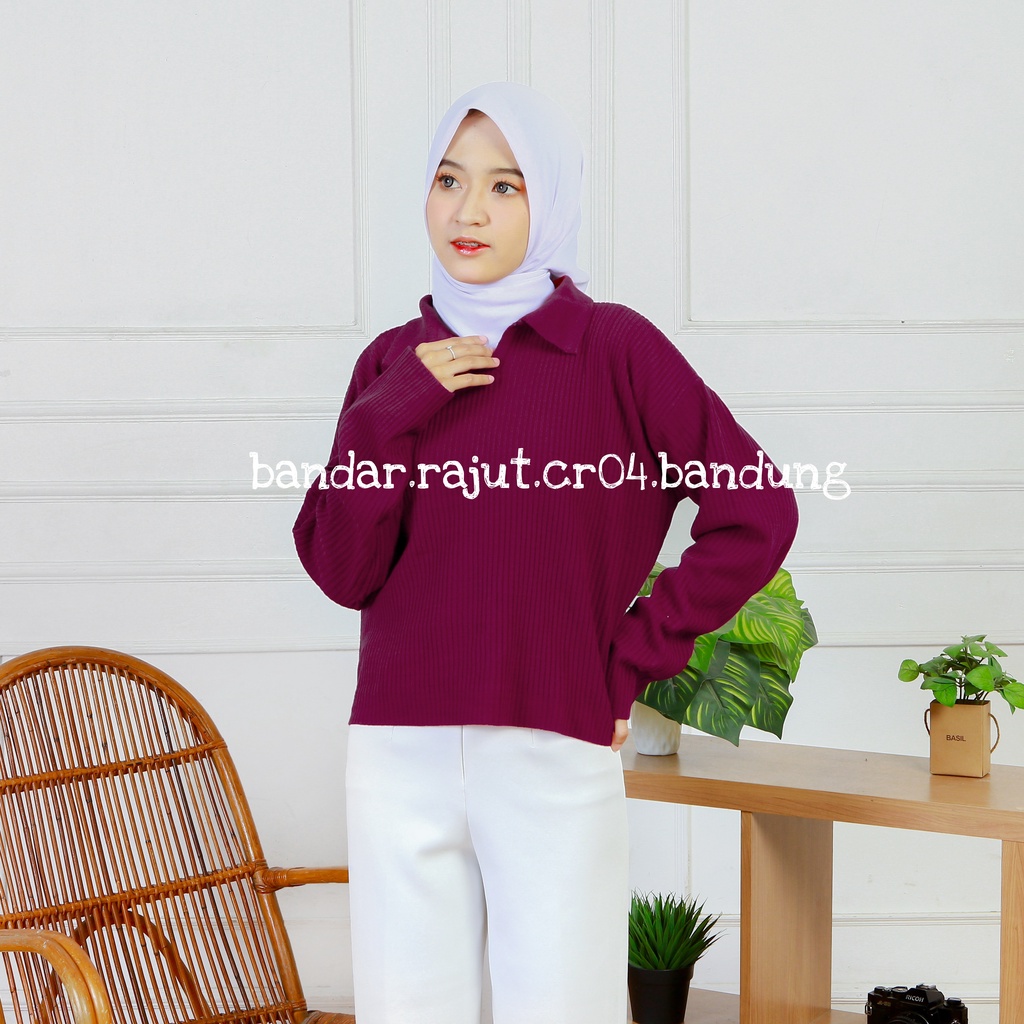 KNIT CROP ATASAN RAJUT POLO ANGGITA