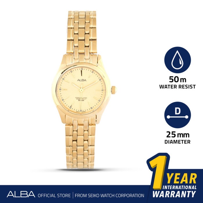 Jam Tangan Wanita Alba Stainless Steel Gold ARSY26 Original - Fashion Wanita