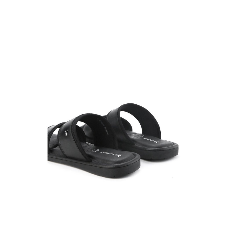 SANDAL SLIDE KULIT PLAYBOY PRIA ORIGINAL CASUAL BRANDED HITAM PL29