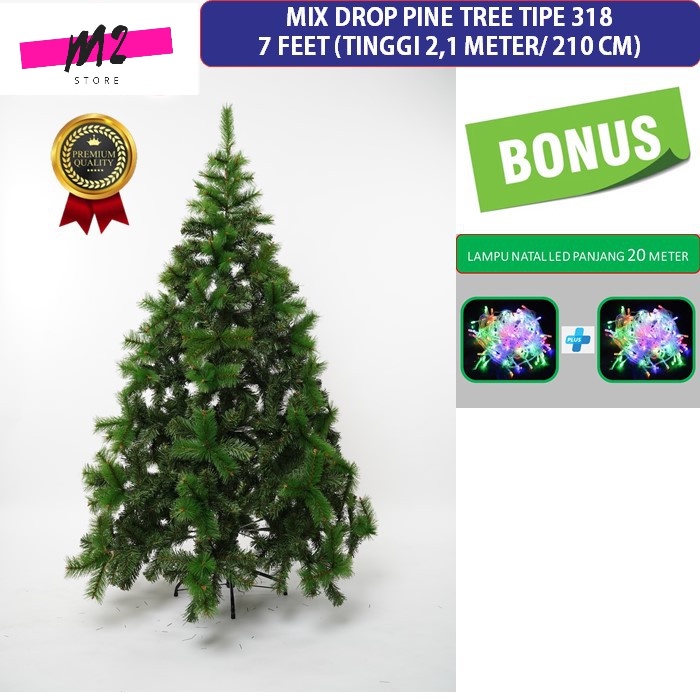 Pohon Natal 7 Feet / 210 Cm / 2,1 Meter Mix Drop Pine Tree Tipe-318