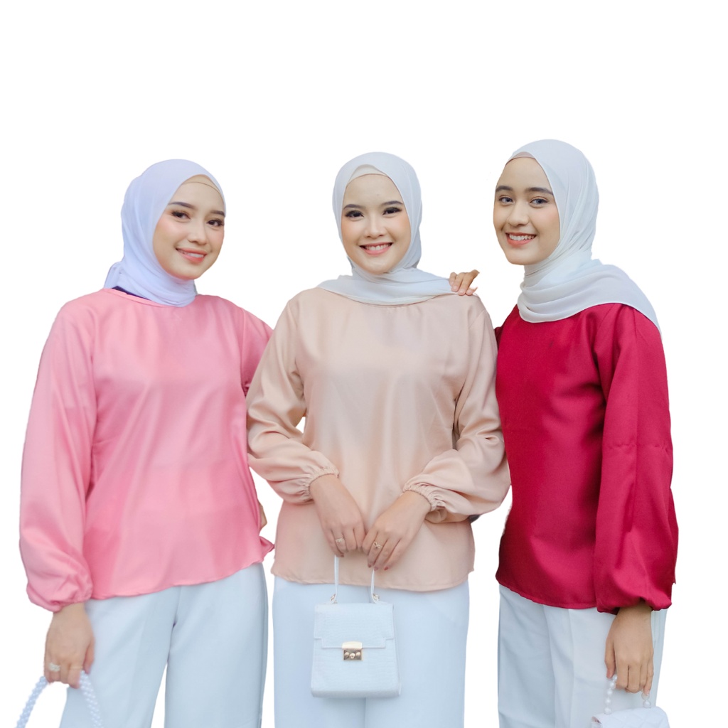 CUCI GUDANG!! Blouse Balon Wanita Blouse Lengan Balon Top Blouse Atasan Balon Waniita Balena Blouse DIOLIN TOP