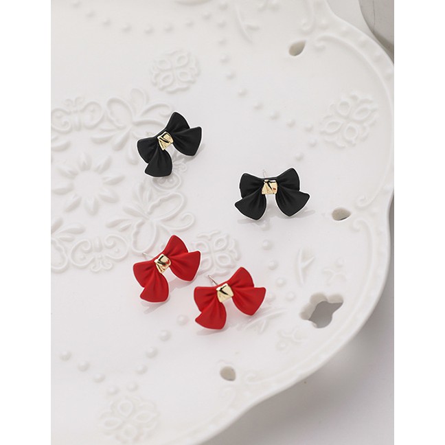 LRC Anting Tusuk Fashion Bowknot Paint Alloy Earrings P22324