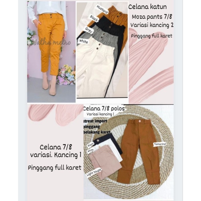celana putih katun strech 7/8