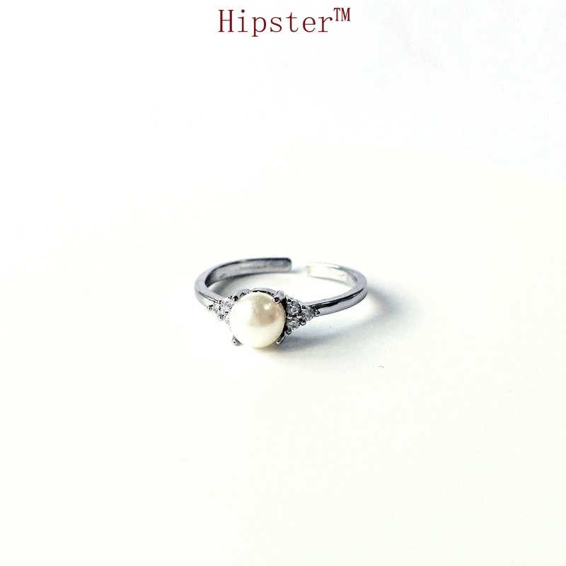 Korean Style Fashion Special-Interest Retro Affordable Luxury Rhinestone Pearl Ring