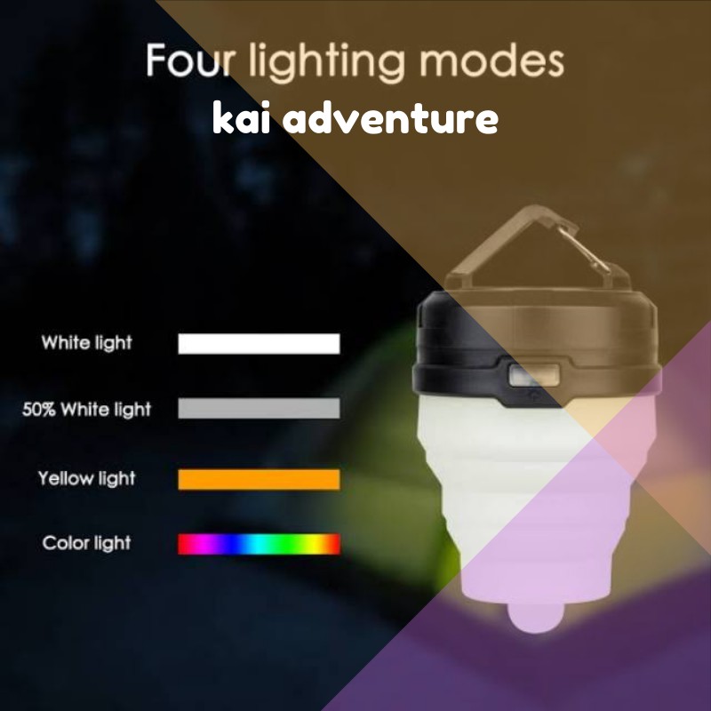 Lampu Tenda Camping YD - Lipat Silicon Ada 4 Mode Pilihan Cahaya