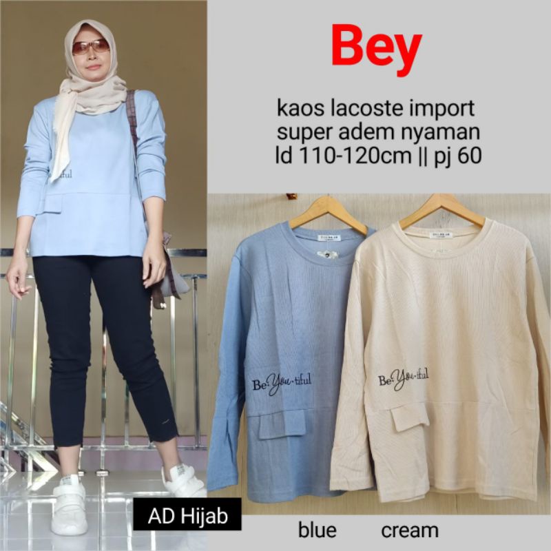 BAJU ATASAN WANITA JUMBO BIG SIZE KAOS LD 110-120 CM // BEY TUNIK BY AD HIJAB FASHION HQ