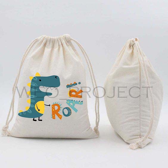 TAS SERUT KANVAS MOTIF  ROAR DINO UNISEX