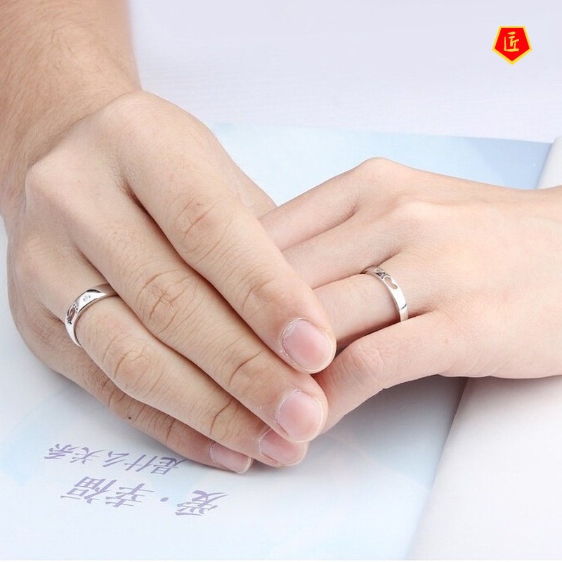 [Ready Stock]Silver Korean Style Creative Simple Footprints Couple Rings