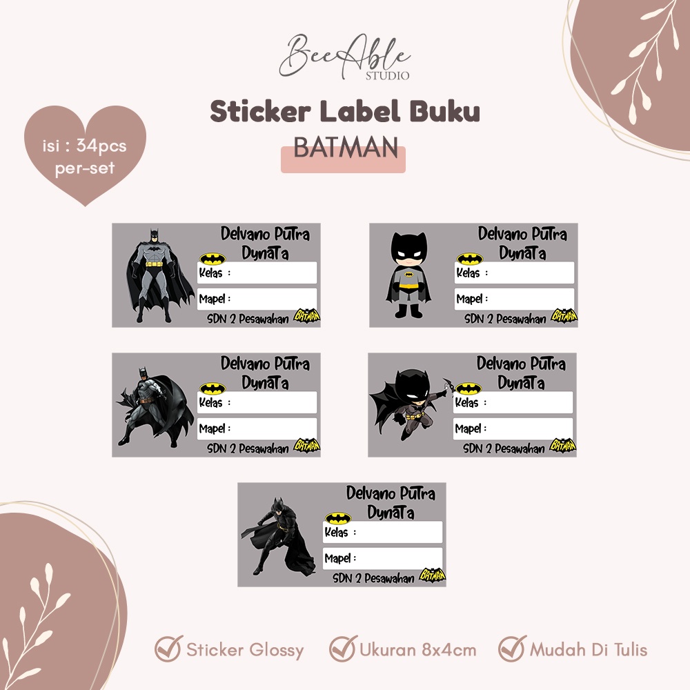 

Sticker Buku Batman Stiker Label Nama Buku Tulis Pelajaran Anak Sekolah