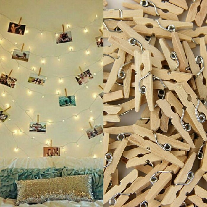 Penjepit foto kayu wooden clip photo untuk gantung foto sebagai dekorasi kamar interior set