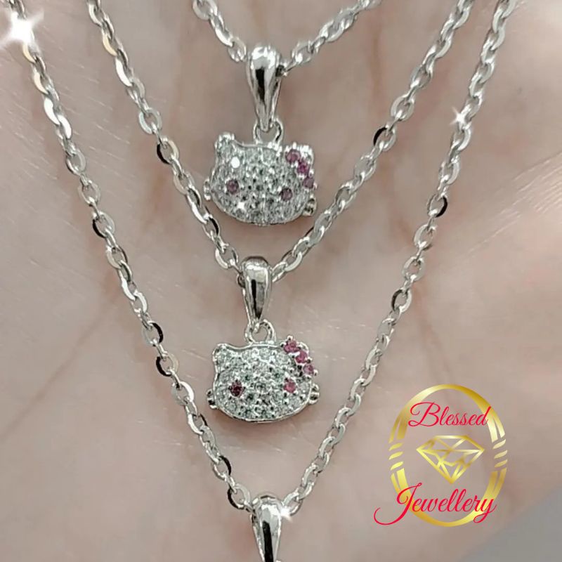 KALUNG ANAK HELLO KITTY PERAK ASLI 925 LAPIS EMAS