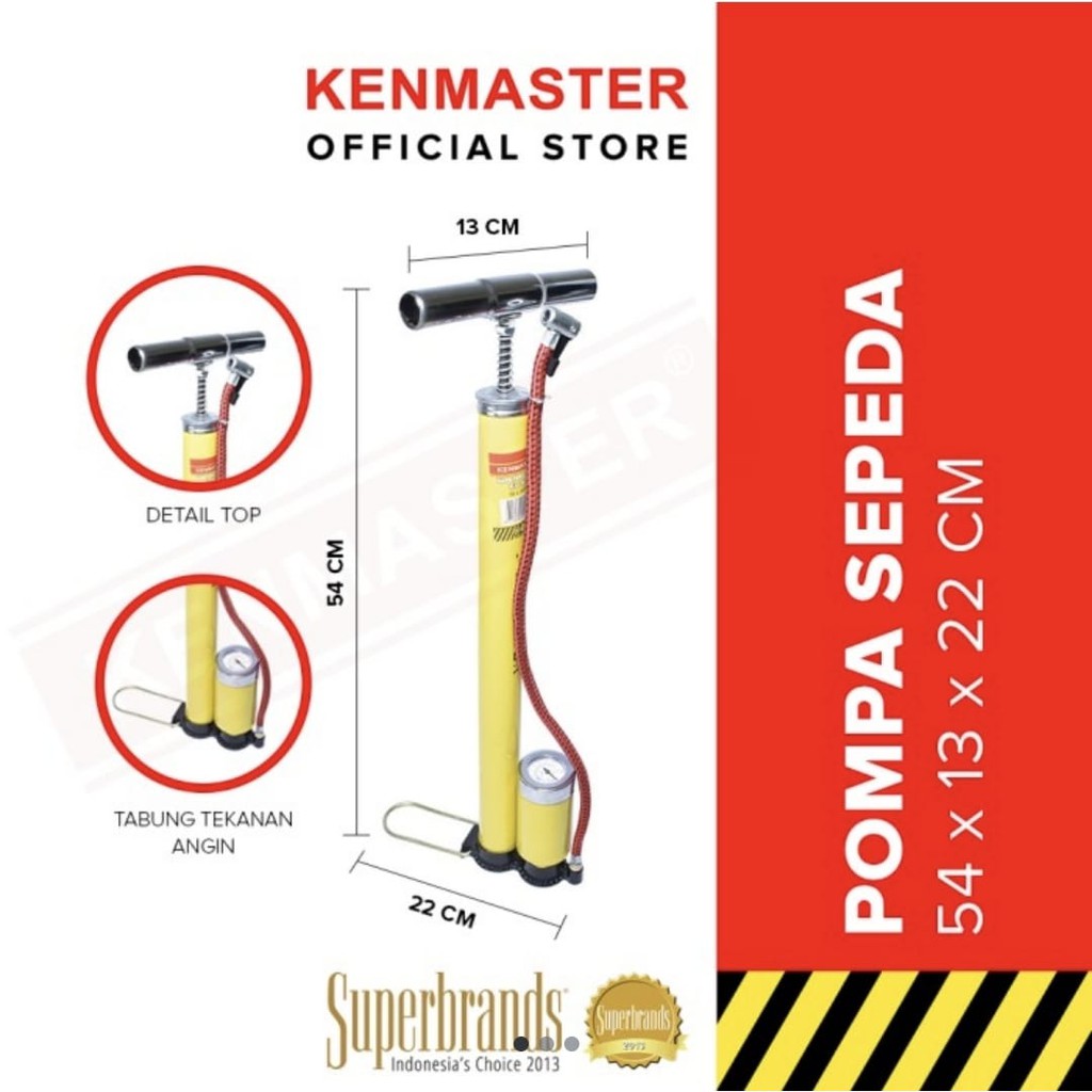 KENMASTER Pompa ban sepeda motor mobil bola tabung meter stainless Pompa Ban Tabung Meter Sepeda, Motor, Mobil, Bola Manual Murah Kompa Angin Tangan