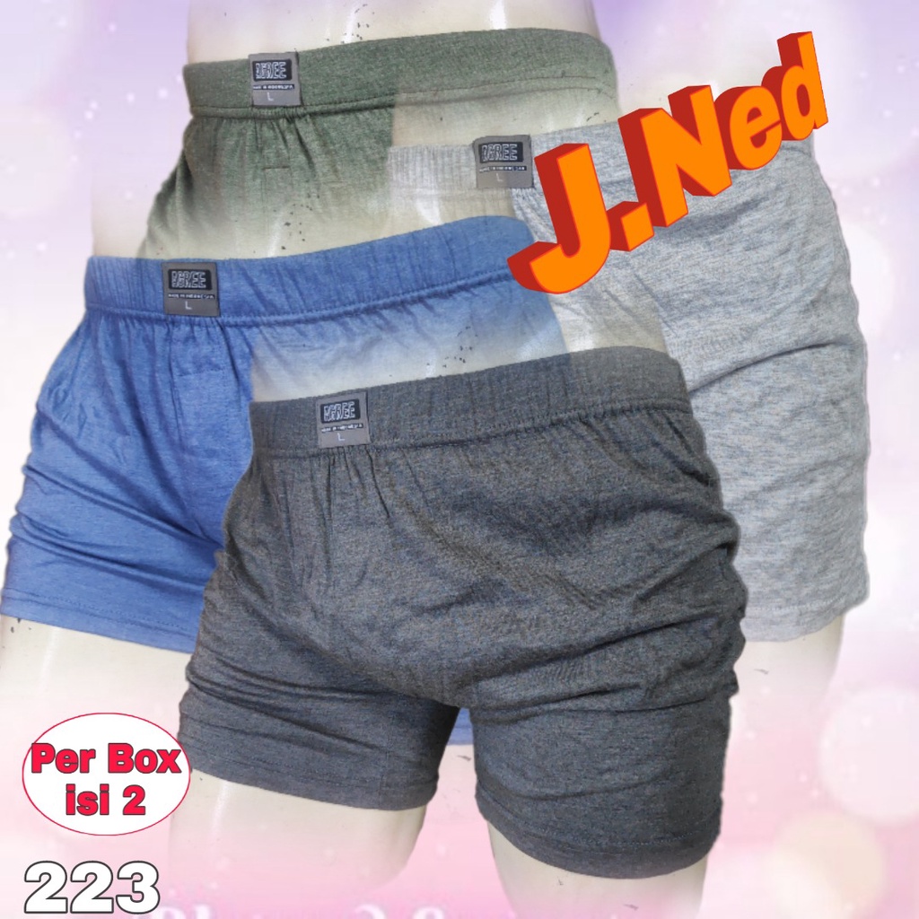 J223D PER BOX (2pcs) CELANA  BOXER PRIA CELANA KOLOR PENDEK PRIA AGREE 6602 SIZE M - XL