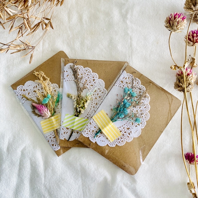 Kartu ucapan bunga kering / greating card dried flower/ kartu ucapan rustic / estetik