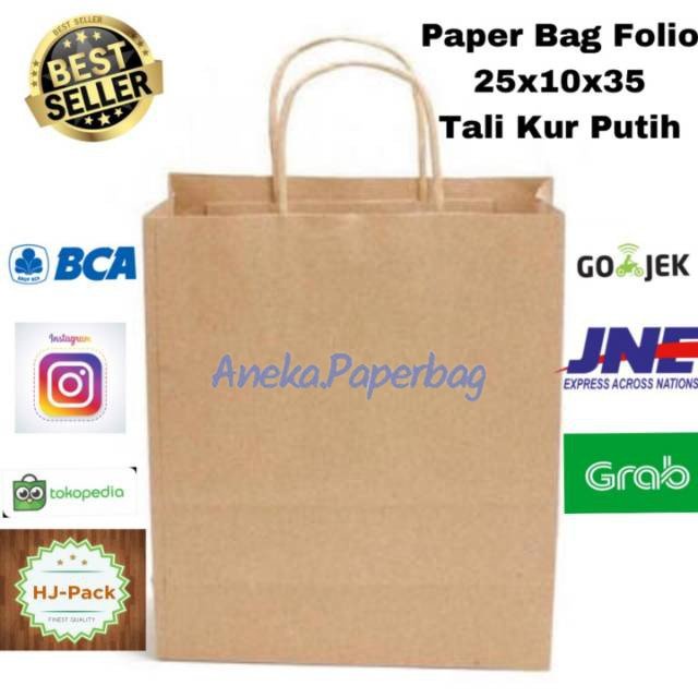 

MIN 12PCS Paperbag polos coklat ukuran 25x10x35 paperbag Best Seller