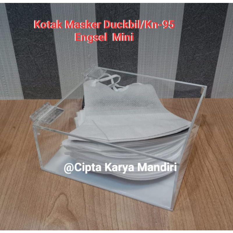 Kotak Serbaguna Masker Duckbil &amp; KN-95 Full Akrilik 13 x 13 x 5 cm