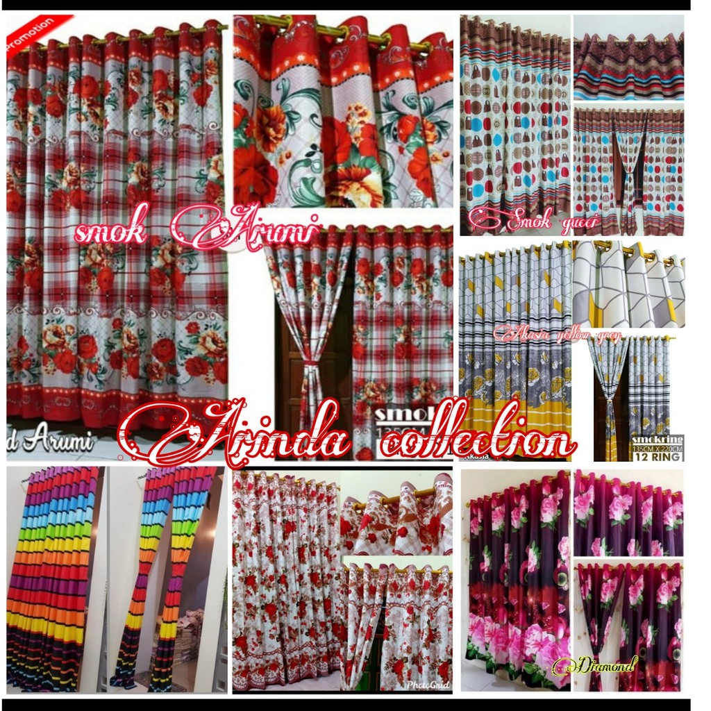 Gorden smokring 12 ring motif bunga uk 135 X 230 cm free tali